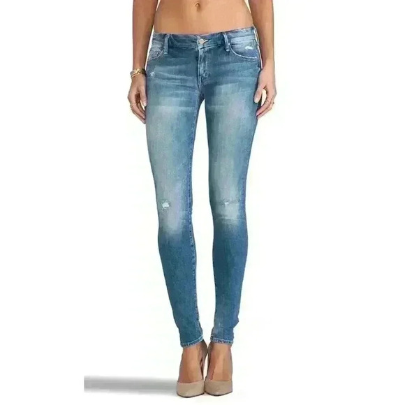 Mother The Looker Jeans in Whole Lotta Trouble Medium Wash Blue Denim Size 26 - Picture 2 of 8